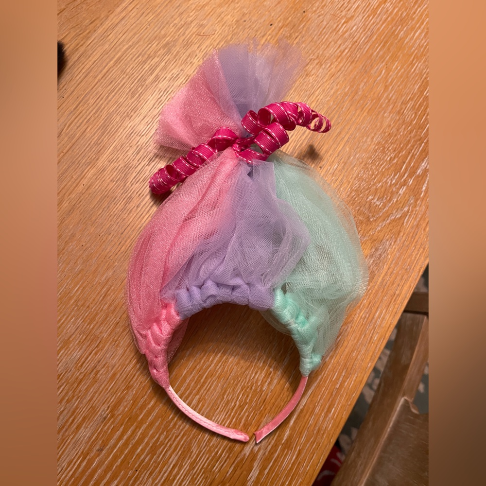 Trolls Satin Chenille headband headpiece wig